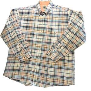 Cinch Mens XL Blue and Peach Plaid Long Sleeve Button Down Western Shirt